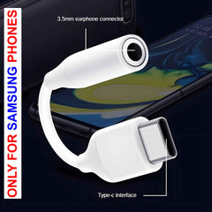 Type C to 3.5mm Headphone Jack For Samsung & Google Pixel White
