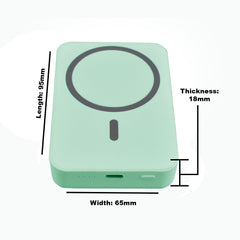 10000 mAh Wireless MagSafe Power Bank, 15W Wireless & 22.5W Wired - Green