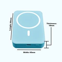10000 mAh Wireless MagSafe Power Bank, 15W Wireless & 22.5W Wired - Blue