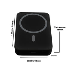 10000 mAh Wireless MagSafe Power Bank, 15W Wireless & 22.5W Wired - Black