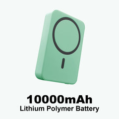 10000 mAh Wireless MagSafe Power Bank, 15W Wireless & 22.5W Wired - Green