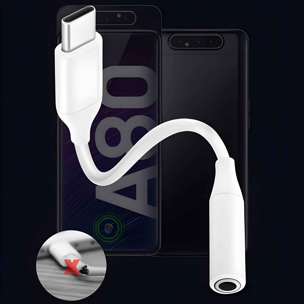 Type C to 3.5mm Headphone Jack For Samsung & Google Pixel White