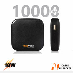 TexoVera 10000 mAh Power Bank 18W with Lithium ion Battery Black (MINI-POWER-BANK) (6 Months Brand Warranty)