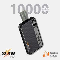 10000mAh 22.5w Power Bank | Digital Display , Built-in Type-C & Lightning Cable
