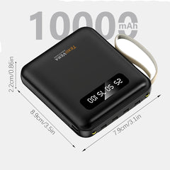 Mini 10000 mAh 18W Power Bank With 4 Cable attached