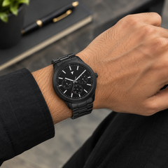 TexoVera NOIR ELITE Analog Quartz Watch for Men – Black Stainless Steel