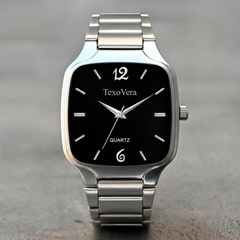 TexoVera Quartz Series Light Weight Analog Watch For Men (Stainless Steel)