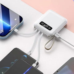 Mini 10000 mAh 18W Power Bank With 4 Cable attached