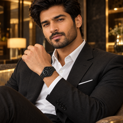 TexoVera NOIR ELITE Analog Quartz Watch for Men – Black Stainless Steel