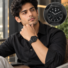 TexoVera NOIR ELITE Analog Quartz Watch for Men – Black Stainless Steel