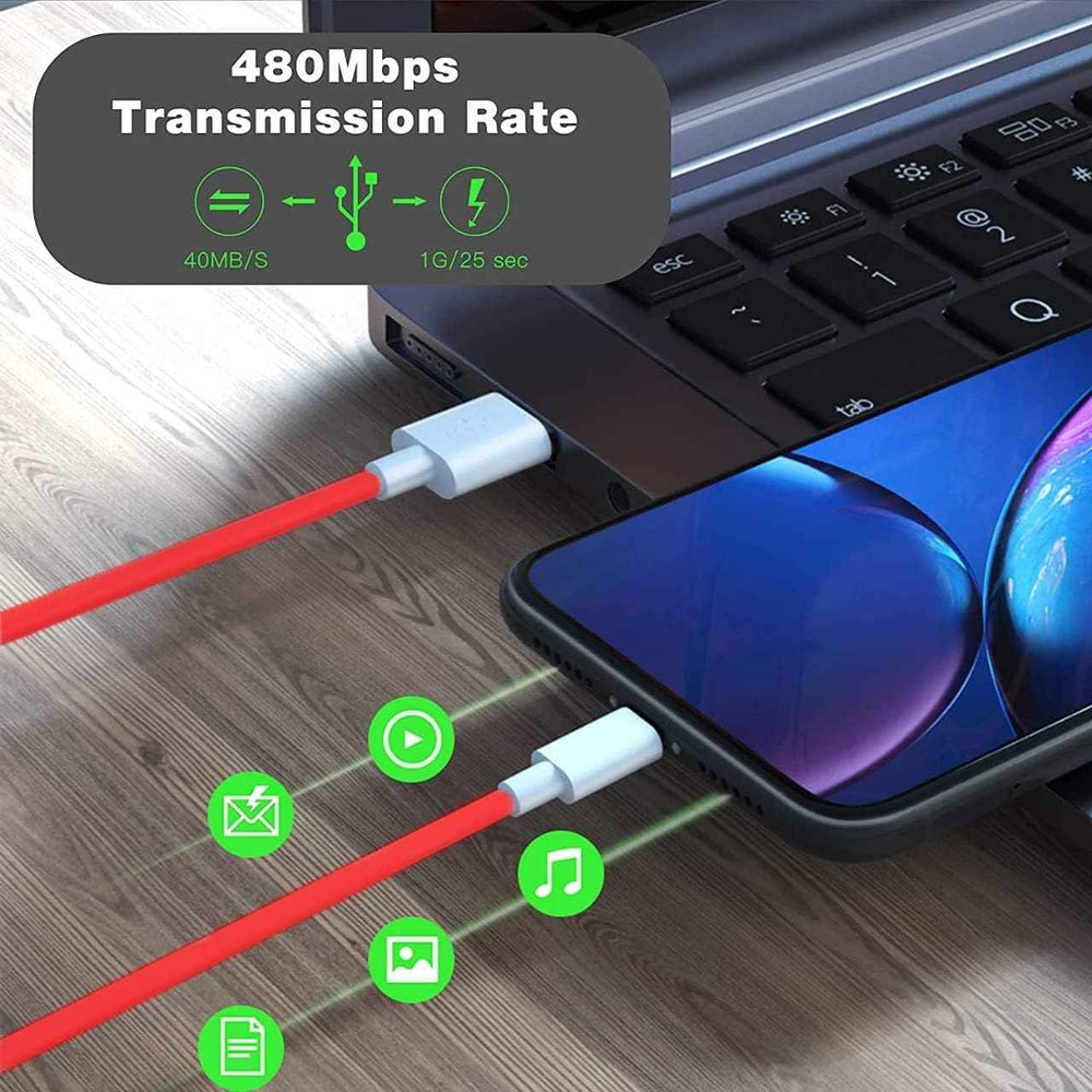 TexoVera Type C to C Power Bank data Cable 12 inch (Red)