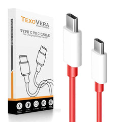 TexoVera Type C to C Power Bank data Cable 12 inch (Red)
