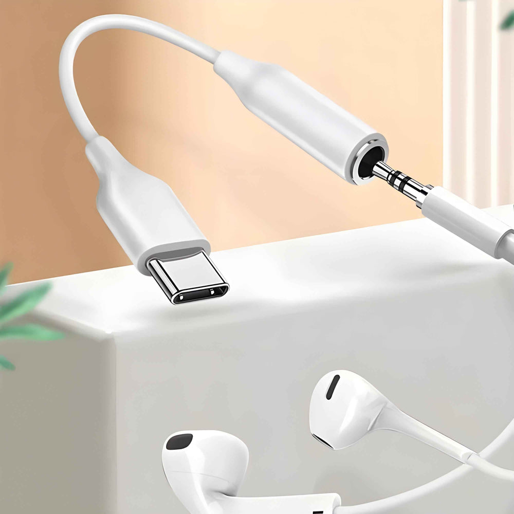 Type C to 3.5mm Headphone Jack For Samsung & Google Pixel White