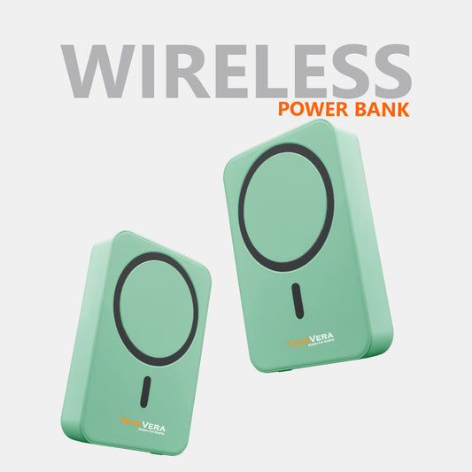 10000 mAh Wireless MagSafe Power Bank, 15W Wireless & 22.5W Wired - Green
