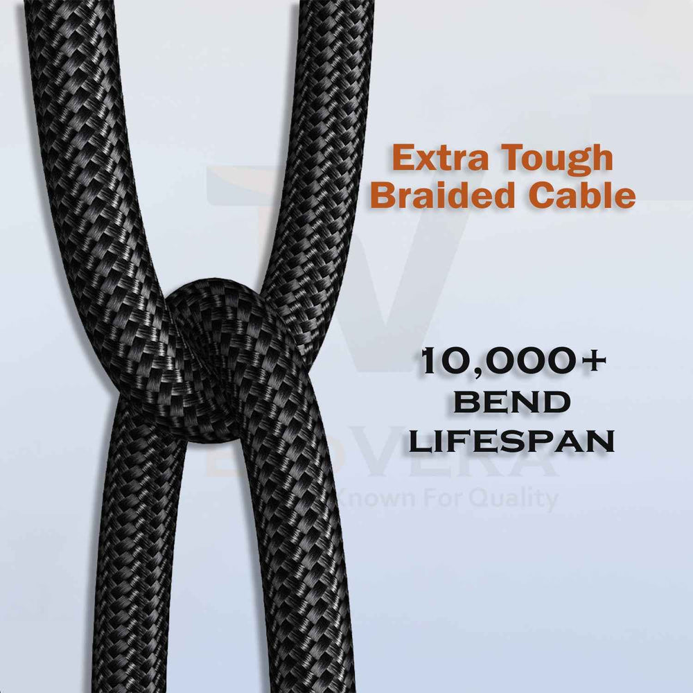 TexoVera 1 Meter USB to Type C 65 Watt DASH/SuperVOOC/WARP Charge Cotton Braided Data Cable with Metal Shell for Smartphones, Tablets, Laptops, 480Mbps Data Sync, Quick Charge 3.0