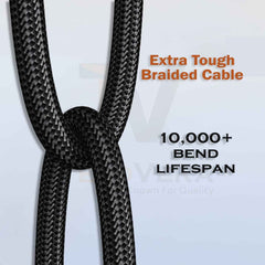 TexoVera 1 Meter USB to Type C 65 Watt DASH/SuperVOOC/WARP Charge Cotton Braided Data Cable with Metal Shell for Smartphones, Tablets, Laptops, 480Mbps Data Sync, Quick Charge 3.0