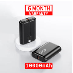 TexoVera 10000mAh Power Bank 22.5W with Cable - Black (POCKET-10K)