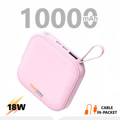 TexoVera 10000 mAh Power Bank 18W with Lithium ion Battery Pink (MINI-POWER-BANK) (6 Months Brand Warranty)