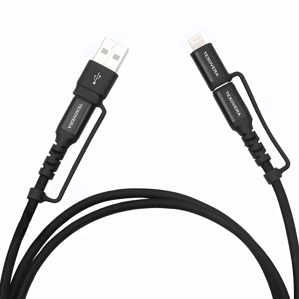 TexoVera 4-in-1 Type-C with 60W Fast Charging, 480Mbps Data Sync, PD Technology, Compatible with All Type-C and Apple Devices, 1.2m