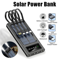 TexoVera Solar Power Bank 10000 mAh with 15W Solar Charging and Lithium Polymer Battery (Solar-4Wire-10K)