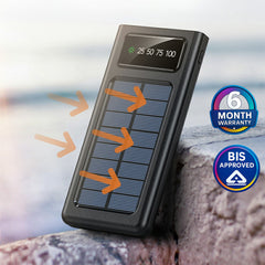 TexoVera Solar Power Bank 10000 mAh with 15W Solar Charging and Lithium Polymer Battery (Solar-4Wire-10K)
