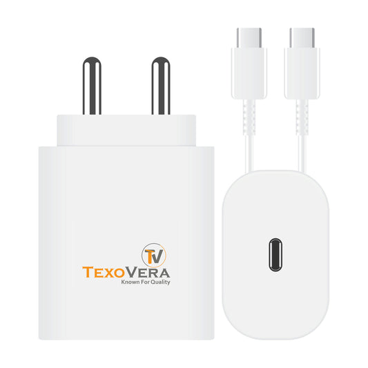 TexoVera charger for Samsung Charger 25w Charging Speed With (Type C to C Cable) Compatible with Almost all Samsung Devices