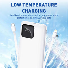 10000 mAh Power Bank, 22.5W Fast Charging with 2 Cables Attached, Lithium-Polymer (A201-2WIRE)