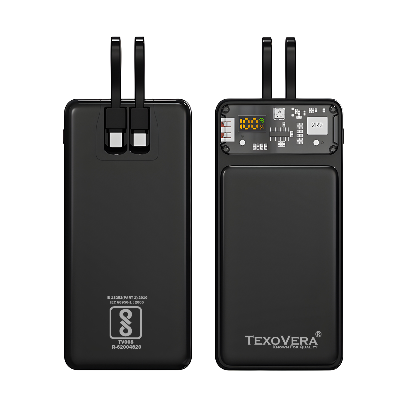 TexoVera 10000 mAh 25W Slim Pocket Size Power Bank Black, Lithium Polymer, Fast Charging