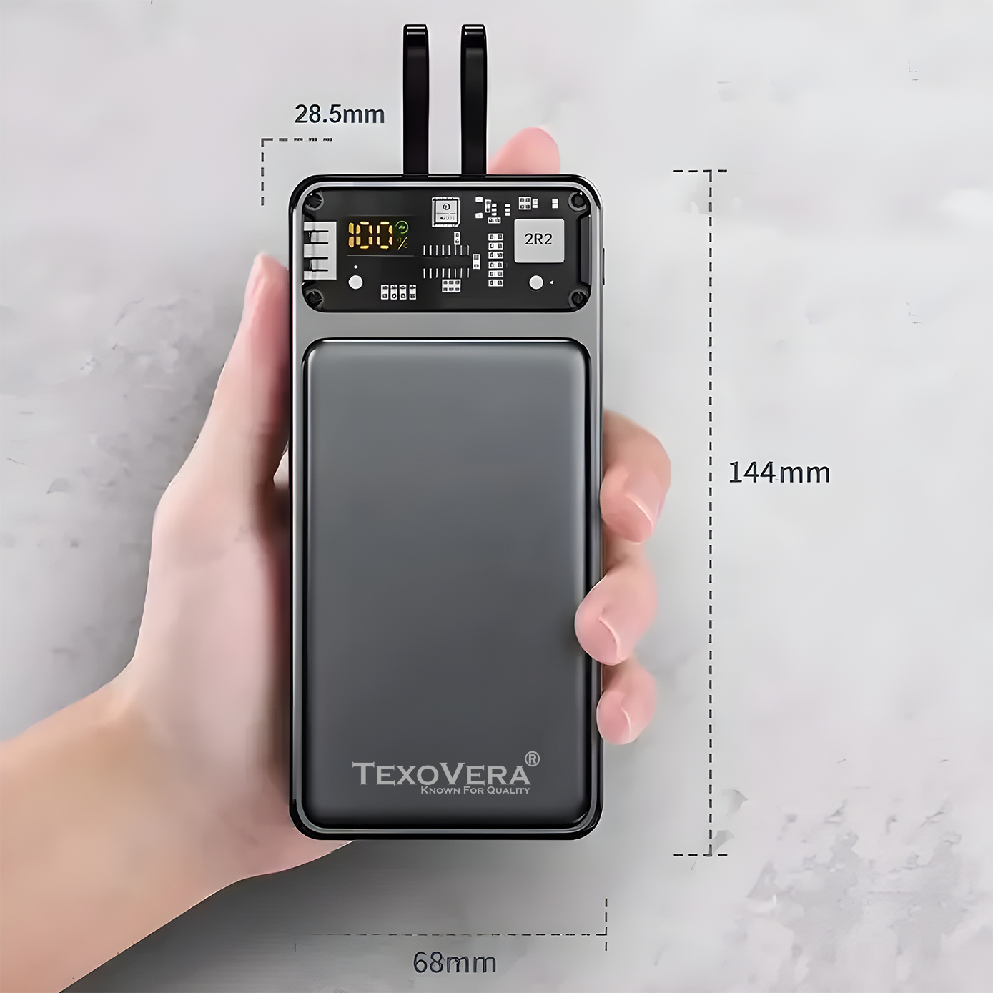 TexoVera 10000 mAh 25W Slim Pocket Size Power Bank Black, Lithium Polymer, Fast Charging