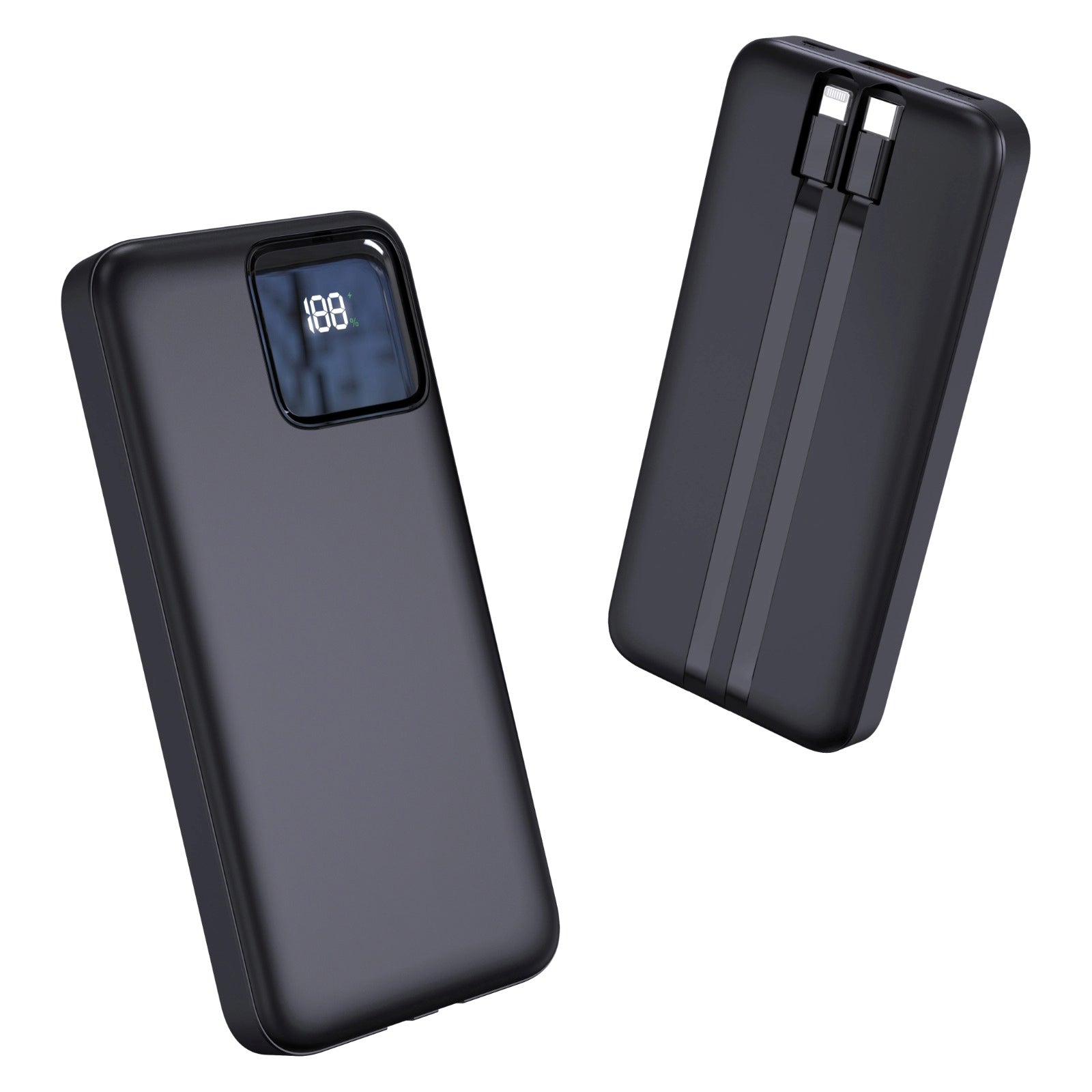 10000 mAh Power Bank, 22.5W Fast Charging with 2 Cables Attached, Lithium-Polymer (A201-2WIRE)