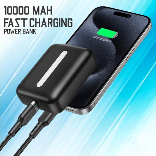 Compact 10000 mAh Power Bank 15w Charging Speed Black
