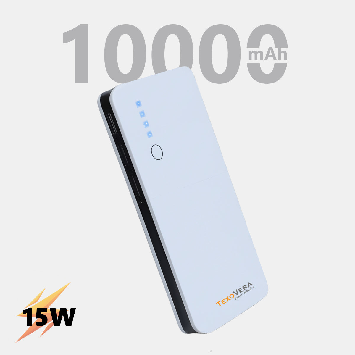 10000 mAh 15W Power Bank With LED Light
