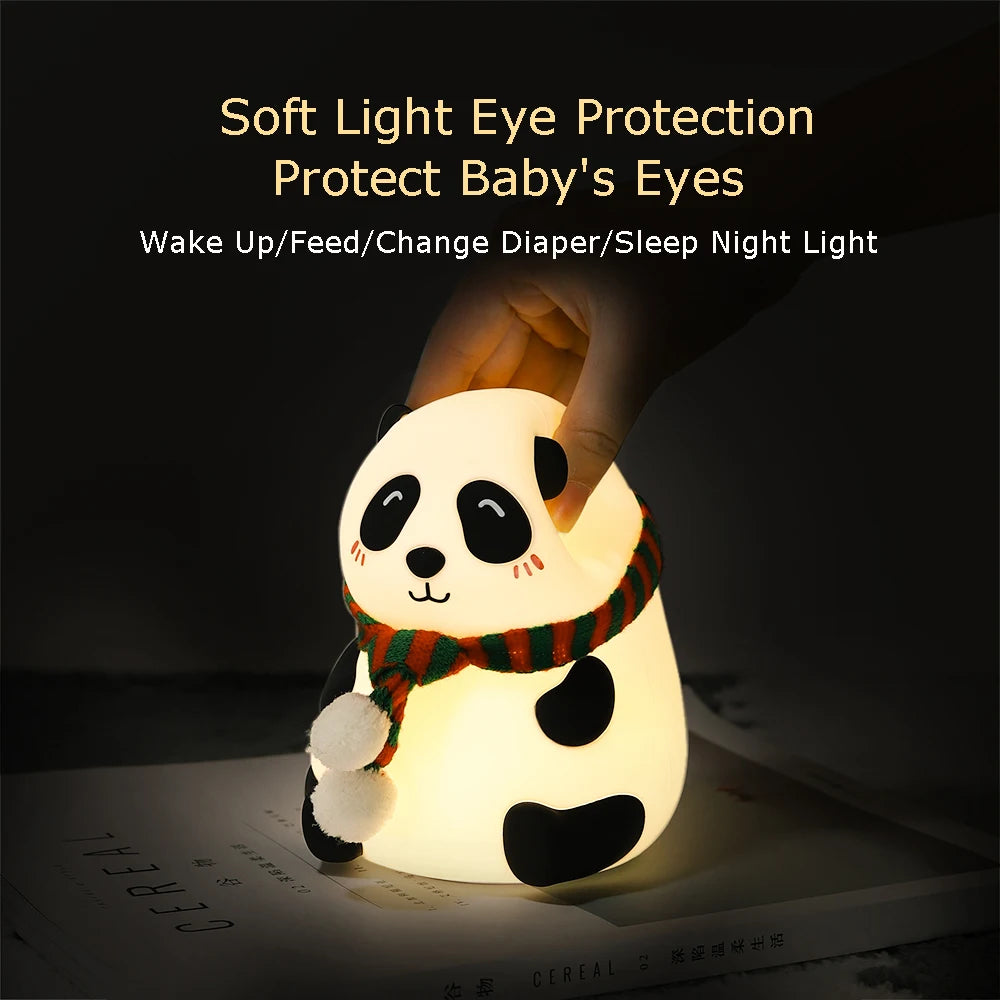 Led Panda Light Cute Panda LED Rechargeable Portable Silicone Night Decorative Lightin ...