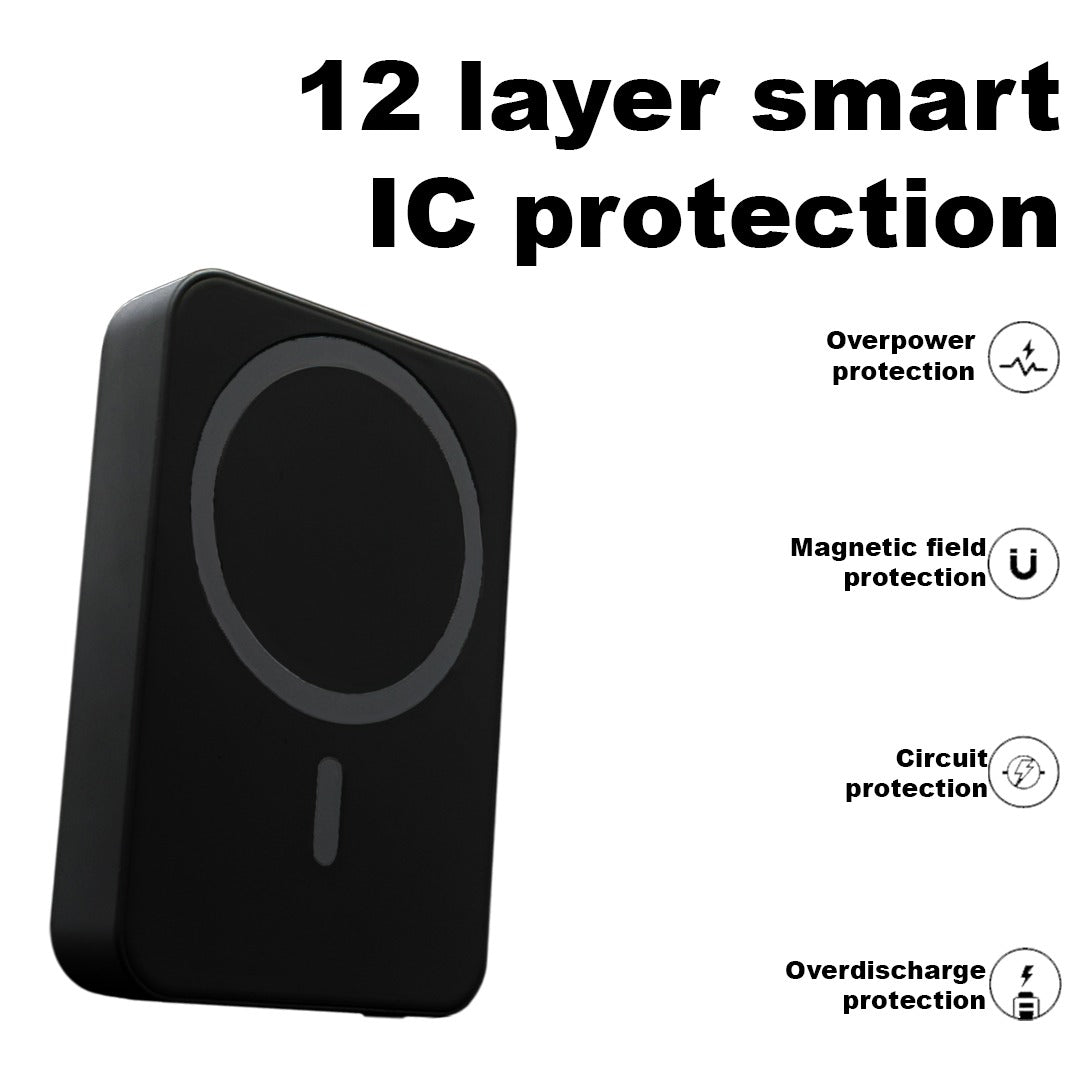 TexoVera 10000 mAh Wireless MagSafe Power Bank, 15W Wireless & 25W Wired, Lithium Polymer Battery - Black