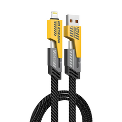 TexoVera 4-in-1 65W Fast Charging Flat Cable with USB, Lightning, C-Type Ports