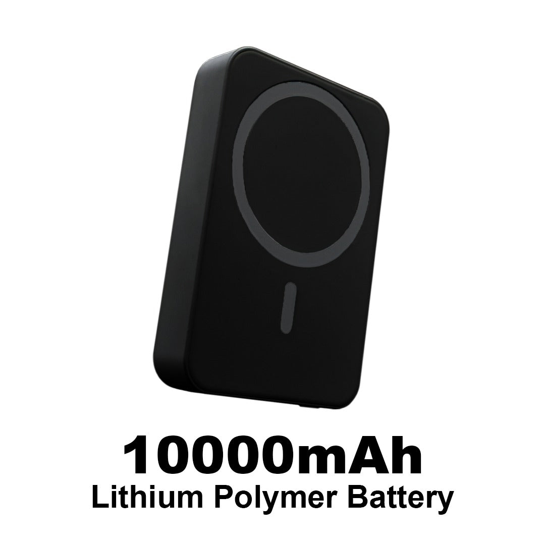 TexoVera 10000 mAh Wireless MagSafe Power Bank, 15W Wireless & 25W Wired, Lithium Polymer Battery - Black