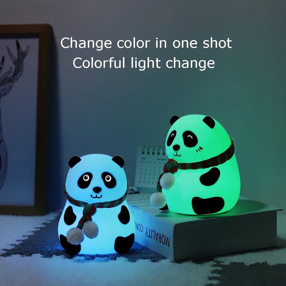 Cute Panda LED Rechargeable Portable Silicone Night Decorative Lighting