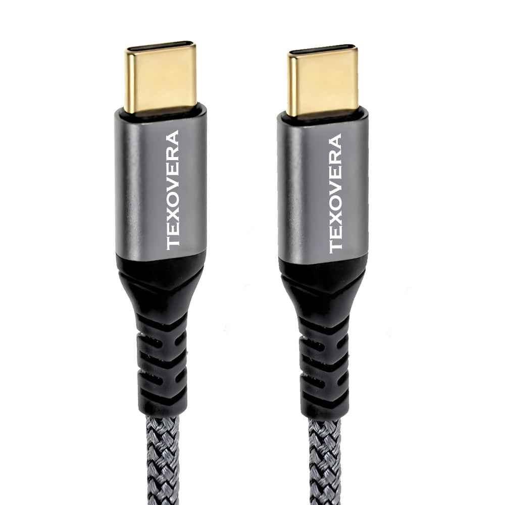 TexoVera 65W 3A Fast Charging 1m Type C Cable for Smartphones, Tablets, Laptops & other Type C devices, 480Mbps Data Sync, Quick Charge 3.0 Black