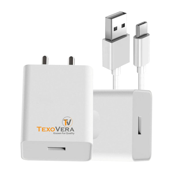 TexoVera 44W Charger with Vivo Flash & Super Vooc Charging Technology Supported With Data Cable