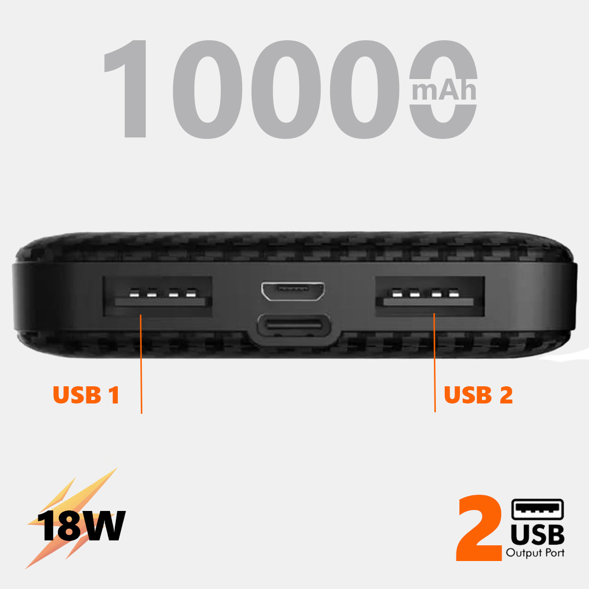 10000 mAh Power Bank 18W with Lithium Polymer Battery (T63-10K)