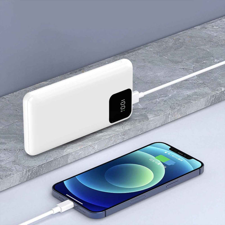 TexoVera 10000 mAh 22.5W Power Bank with 2 Cable Attached, Lithium-Polymer, Fast Charging (A201-2WIRE)