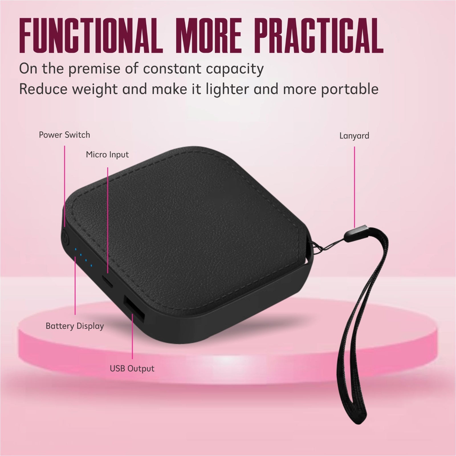 8000 mAh Power Bank 10W with Lithium ion Battery Black - TexoVera