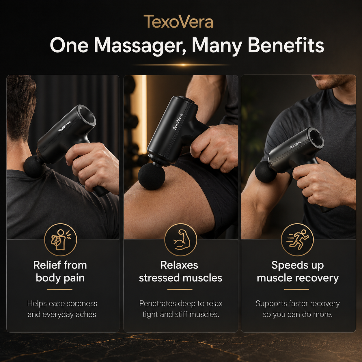 Massage Gun | Body Massager for Pain Relief | Massage Gun for Back Leg & Full Body | 4 Specialized Heads For Full Body Pain Relief - Multicolor