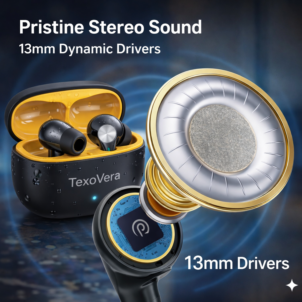 TexoVera ECHO Wireless Earbud With Comfortable Fit 72Hr Playback