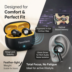 TexoVera ECHO Wireless Earbud With Comfortable Fit 72Hr Playback