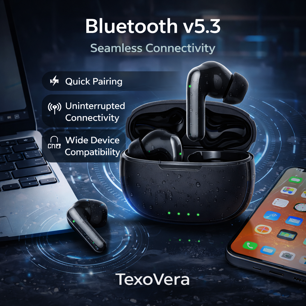 TexoVera BOSS Wireless Earbud With Comfortable Fit 45Hr Playback