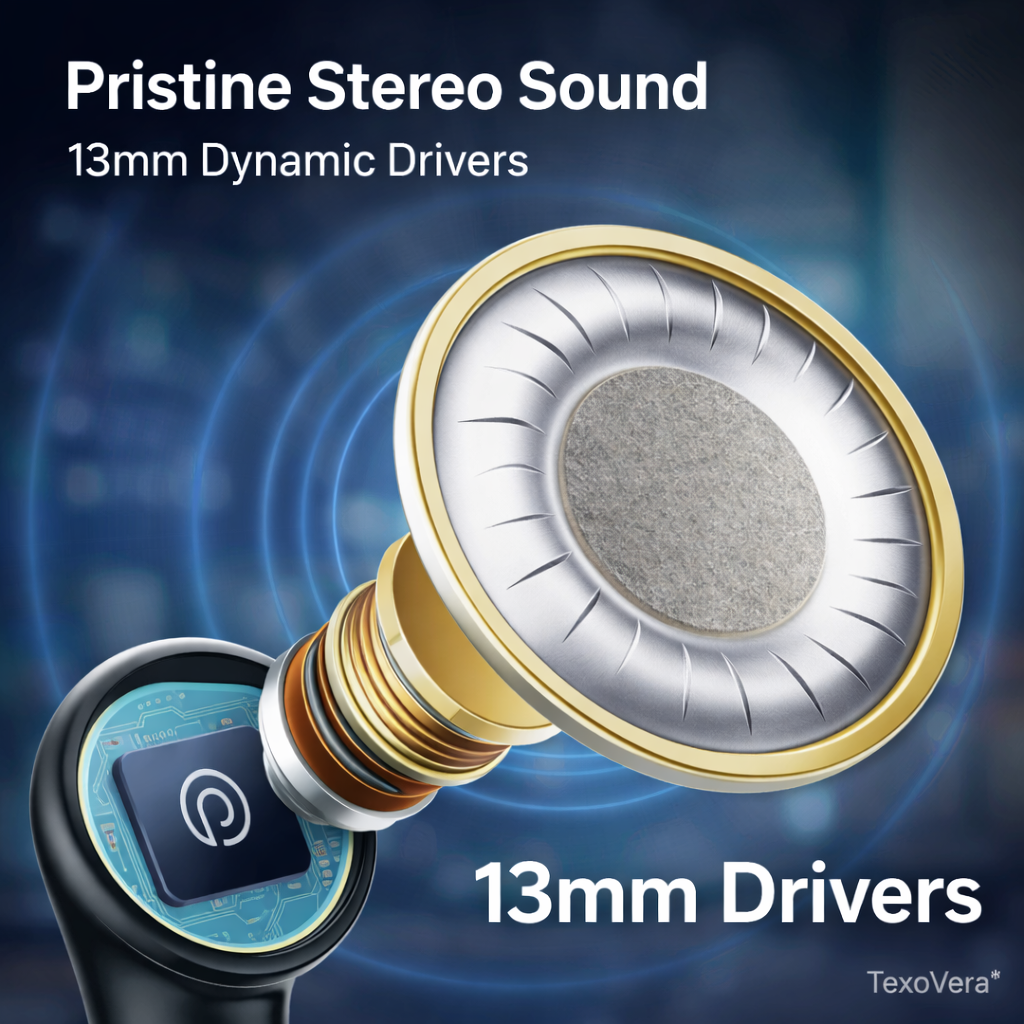 TexoVera Sonic Wireless Earbud With Comfortable Fit 40Hr Playback