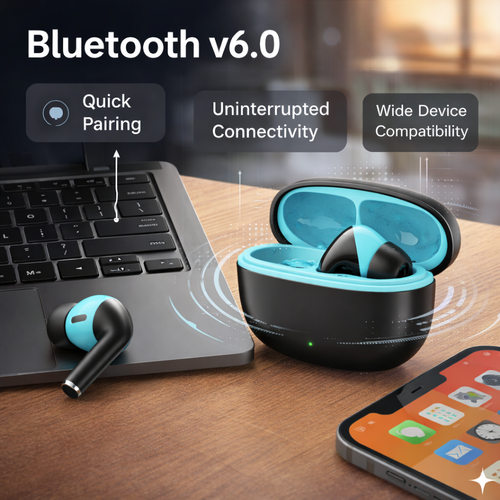 TexoVera Sonic Wireless Earbud With Comfortable Fit 40Hr Playback