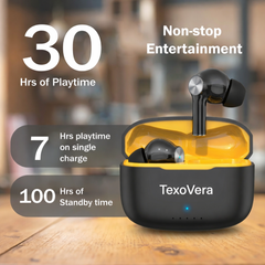 TexoVera ZYRA Wireless Earbud With Comfortable Fit 30H Playback