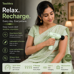 Massage Gun | Body Massager for Pain Relief | Massage Gun for Back Leg & Full Body | 4 Specialized Heads For Full Body Pain Relief - Multicolor